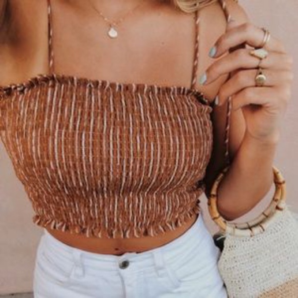 Grey Bandit Burnt Orange Tie Strap Top Small